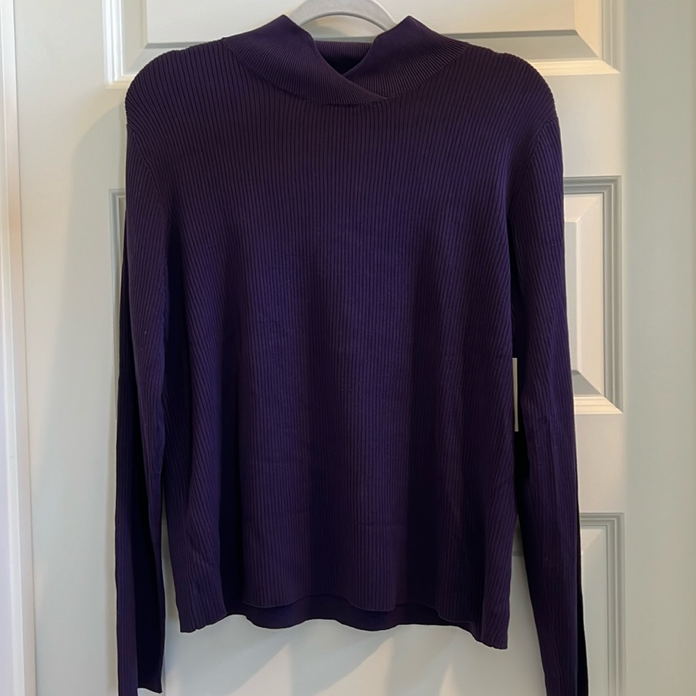 Coldwater Creek Crossover Detail Purple Sweater, Size Large